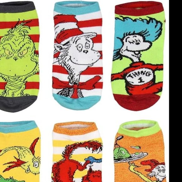 Bioworld Dr. Seuss No Show Socks 6 Pack - Picture 4 of 4